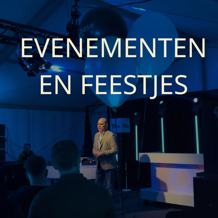 Foto die linkt naar de evenementen- en feestjespagina van RecordStudio, met levendige videografie en fotografie van feesten en speciale gelegenheden